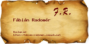 Fábián Radomér névjegykártya